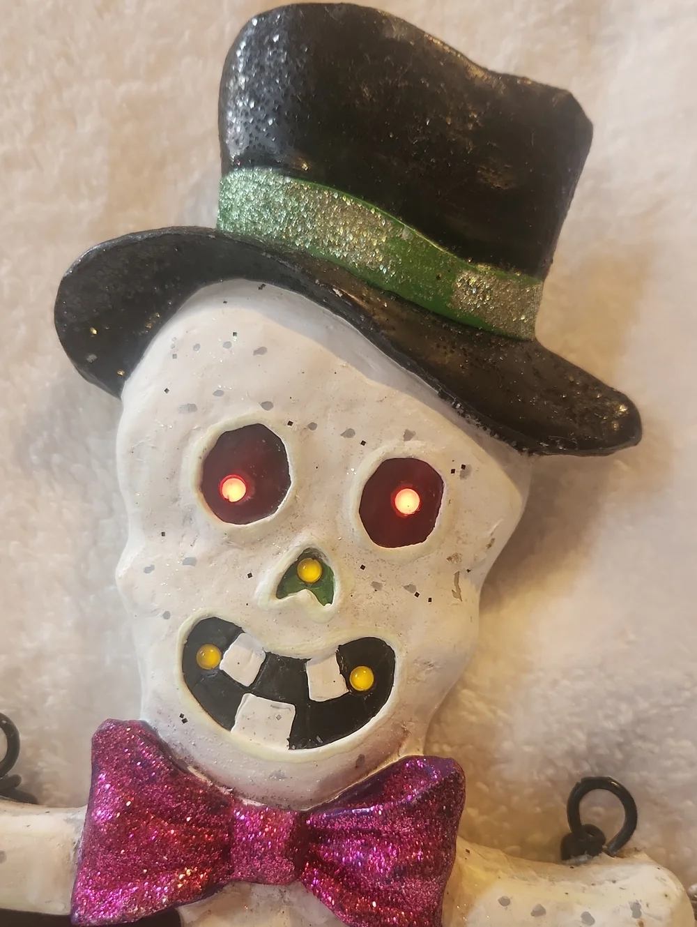 Halloween Unique, Ceramic Glow in The Dark, Skeleton Lightup Hanging Wall Decore